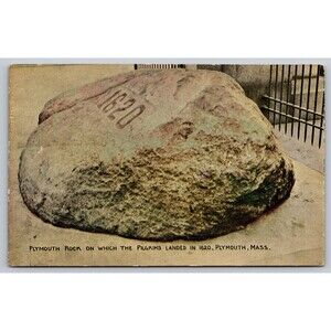 Postcard Massachusetts Plymouth Rock on Which Pilgrims Landed in 1620 MA c1910s